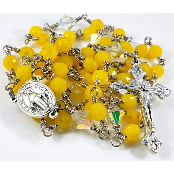 Hand-Made Five Decade Catholic Rosary, Unbreakable Wire Wrapped - Picture 1 of 10